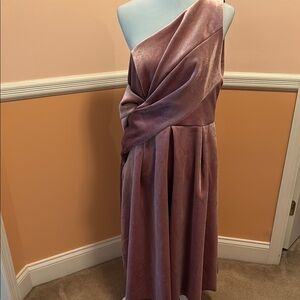ASOS One-Shoulder Velvet Dress in Dusty Rose